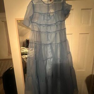 STAUD Sheer Blue Dress
